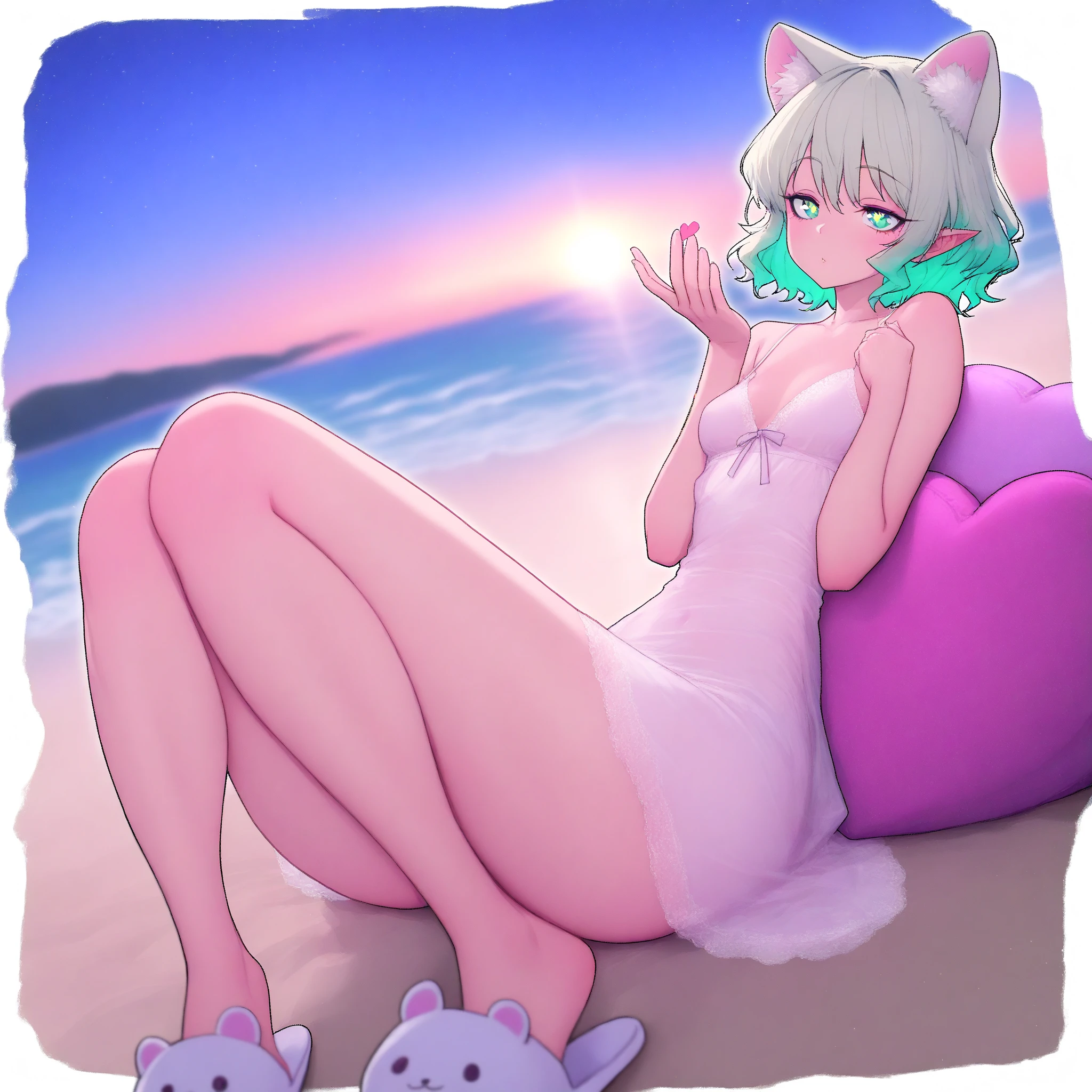 alone, score_9,score_8_up,score_7_up, anthro female espeon, naked, nipples, vagina, standing, beach background, licking an ice cream, blushing.