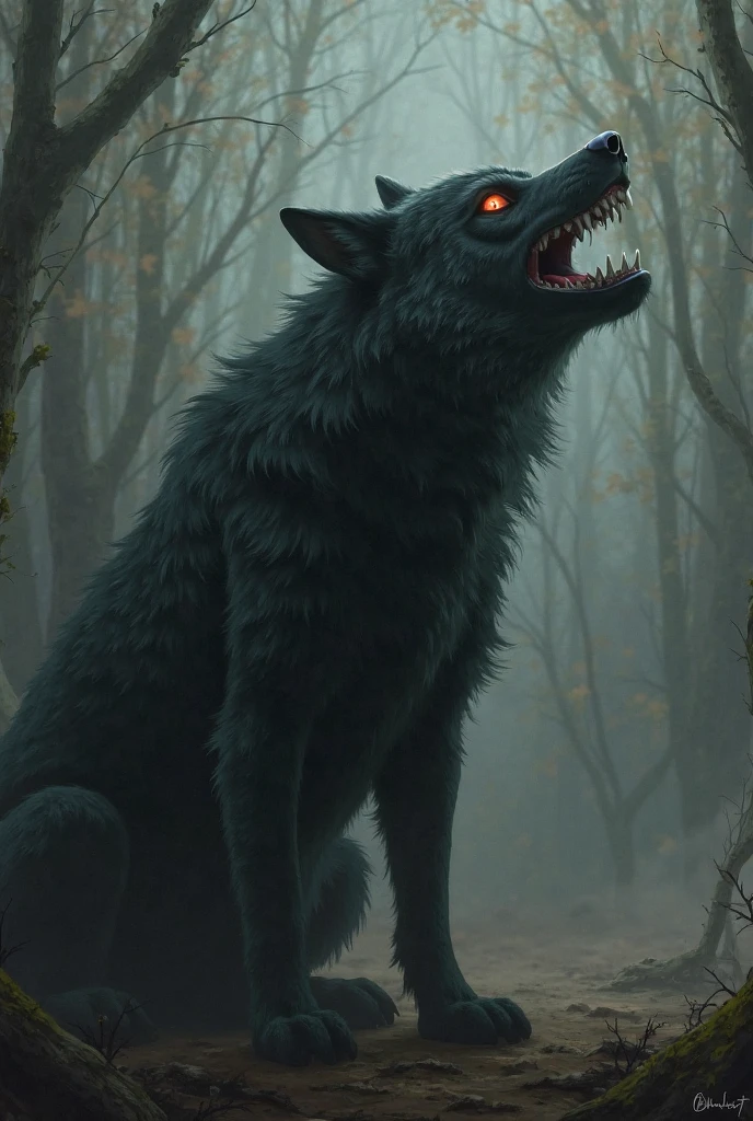 We need an image of a venomous dog stalking a  to eat her.
