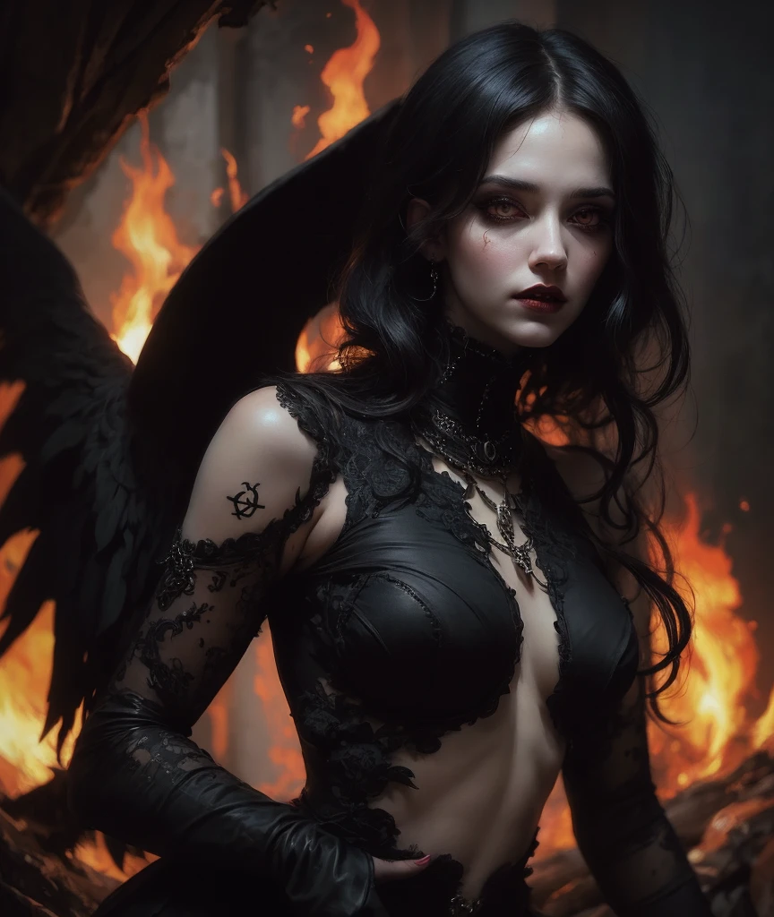 Woman , death , bright, Lucifer