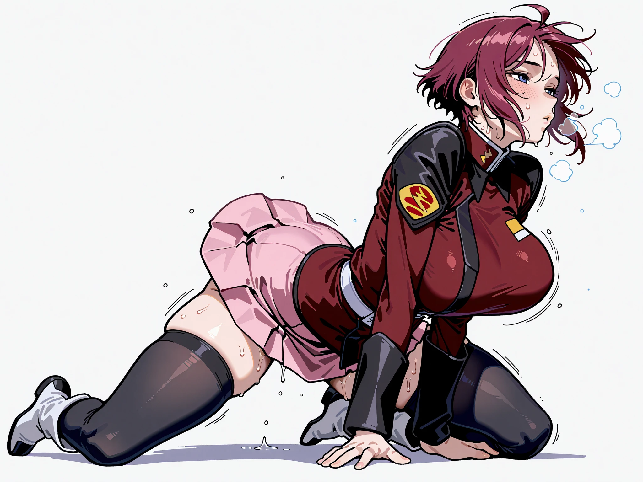 (NSFW, lewd:1.4), (masterpiece:1.4), (best quality:1.4), (ultra-detailed:1.2), (an extremely delicate and beautiful:1.2), (perfect eyes:1.4), (perfect face:1.4), curvy, standing, (open legs:1.6), (skirt lift:1.4), ass focus, looking back, stick out ass, sex toy, (dildo:1.2), (cum on body:1.5), (projectile cum:1.2), (excessive cum:1.5), (pussy cum:1.2), (cum in anus:1.6), (facial:1.6), (ecstasy:1.6), (slut:1.4), (vulgarity:1.4), (fucked silly:1.5), (trembling:1.4), wince, (public indecency:1.4), (femaleranma, braided ponytail:1.5),