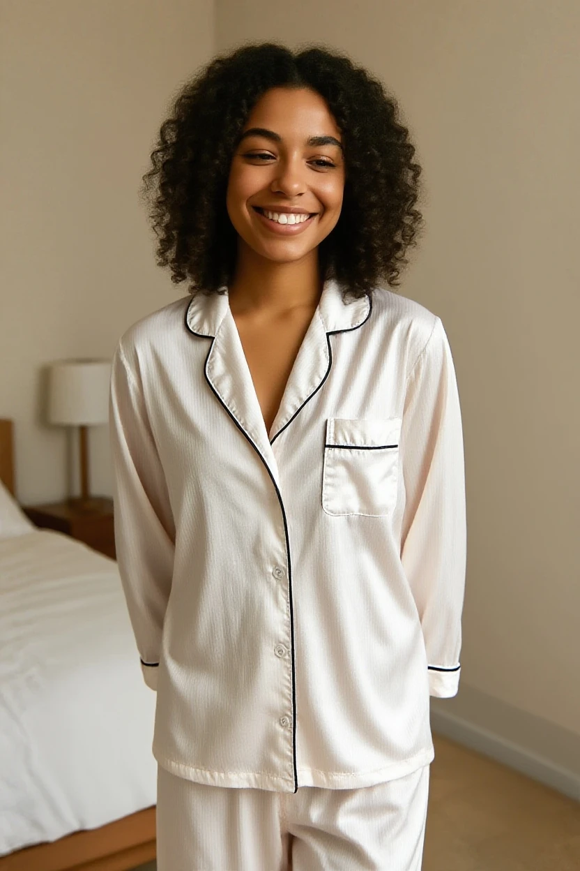 The massage therapist afro woman. smiling. white nurse jumpsuit. Realistic photo. 50/50 1girl. high quality, real photo. 4k.