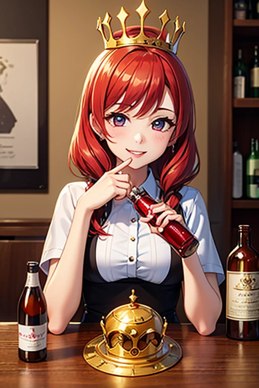 (fantasy:1.5),(8k,masterpiece, top quality, best quality,beautiful and aesthetic:1.2,professional illustrasion:1.1,ultra detail:1.3,perfect lighting),extremely detailed,highest detailed,incredibly absurdres , highres, ultra detailed,intricate:1.6,(Alchemy Workshop:1.4),A girl mixing,Medicine in many small bottles,holding small potion,colorful:1.4,zentangle,(a girl 26yo old),(cute girl),pointed chest:1.3,(double breasted:1.2,under bust:1.2), Amazing Cleavage:1.1, thin waist, medium ass, Raised sexy, (small breast: 1.4) posed cleavage:1.2,(female alchemy fashon:1.3),(highly detailed beautiful face and eyes,firm breasts),oily skin,((bronde hair, long pony tail hair)),thin pubic hair,cute,lovely,beautifuk alchemist costume,smile,in the Alchemy Workshop,smile,seductive weak smiling,(with sparkling eyes and a contagious smile),open mouth, Looking at Viewer,
