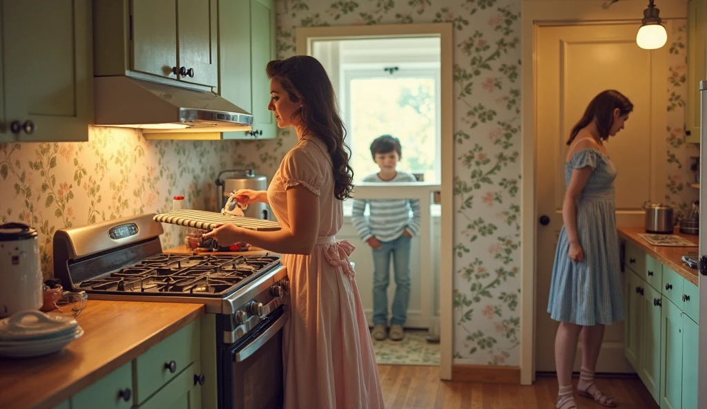 A four year old in a red dress standing in the bathroom next to the sink, Inspired by Elke Vogelsang, inspired Written by Eddie Zandt, By Jacob Gauermann, Photo Alexei Krylev, Written by Eddie Zandt, anthropomorphic dog cleaning, Written by Thomas Hefner, Written by Kuno Wieber