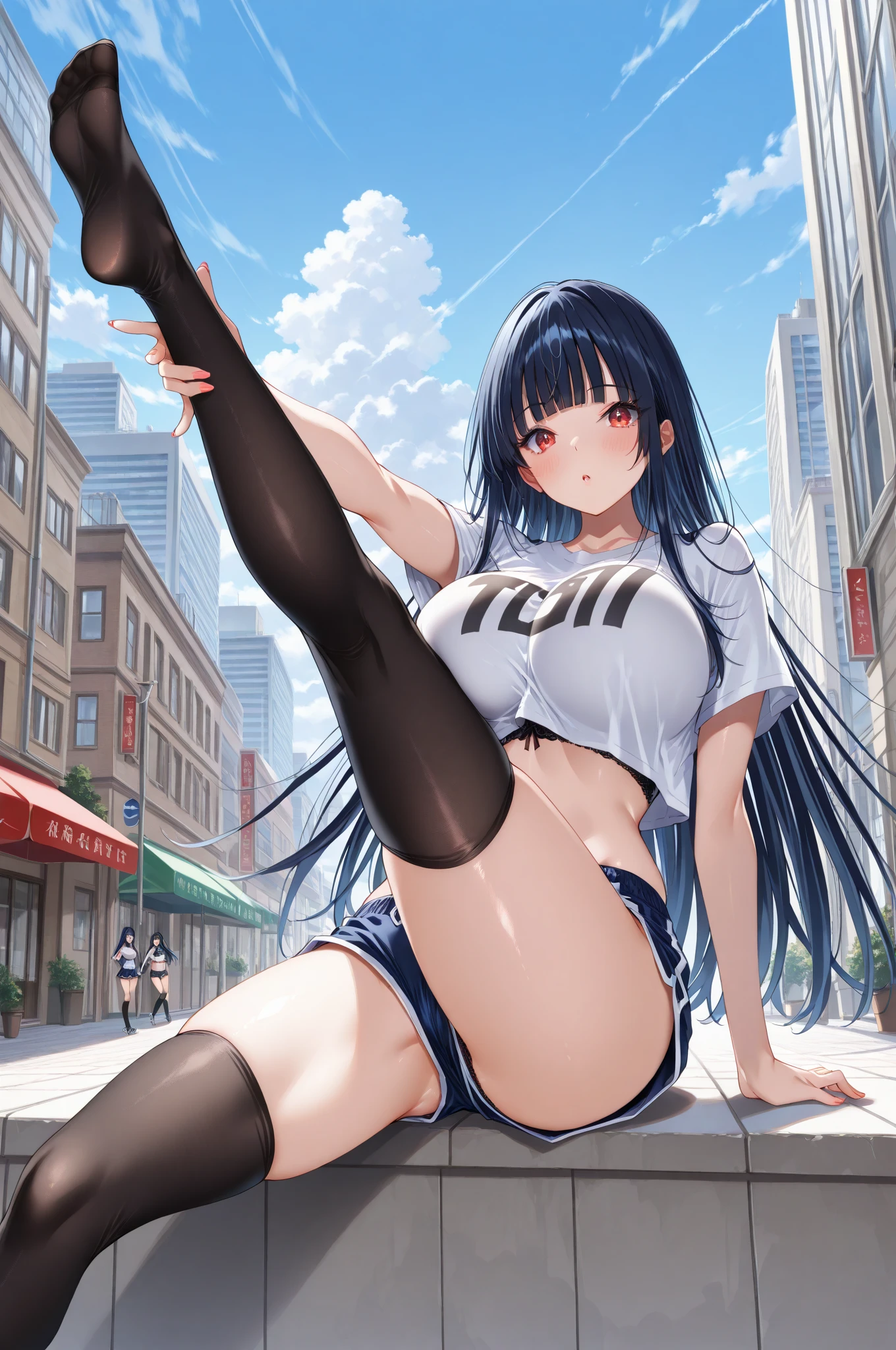 cute美少女、From below、naked、squat、cute、Embarrassed blush、pubic hair、Butt hair、