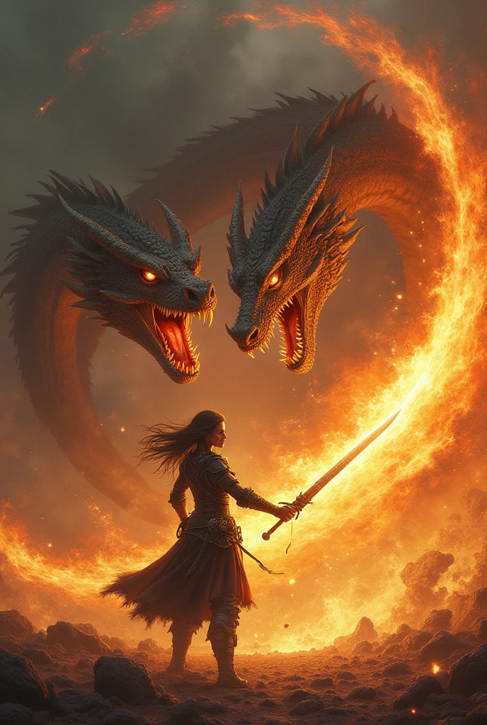 A beautiful girl with a rainbow dragon, ((girl wearing a long robe)), (wearing chain mail: 1.4), (long cloth pants: 1.2), (chain mail with dragon scale patterns), perfect facial features, delicate face, long hair, graceful, wisdom, courage, rainbow dragon, scales, horns, flames, wings, dragon claws, dragon protecting the girl, background for ancient forest, mysterious connection, protection, trust, realistic quality, realism, 8k, best quality, masterpiece, cinematic quality, high chiaroscuro, octane rendering