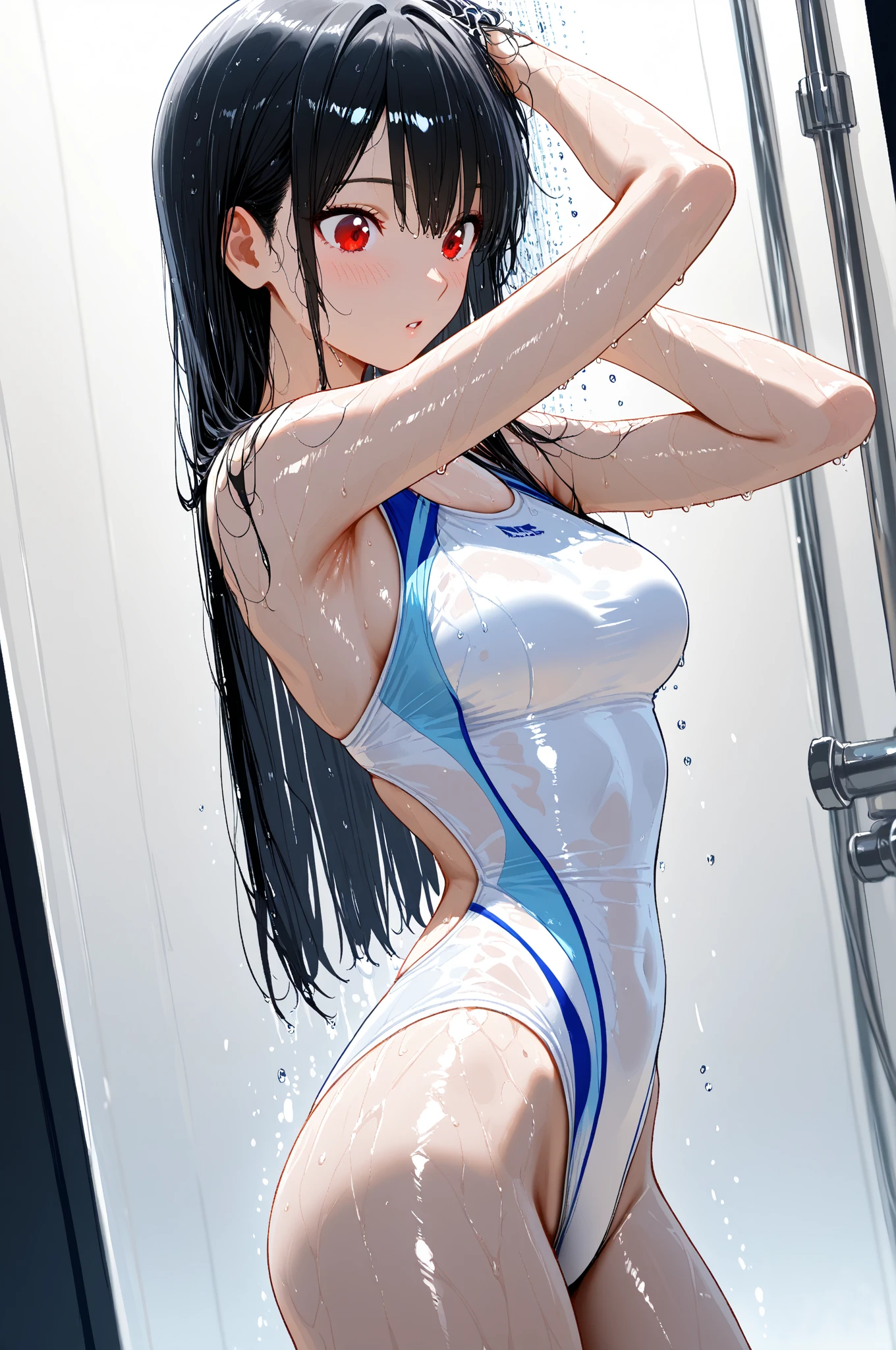 lighting like a movie、top-quality、Pole Dance Girl, 1 person、Ballet Leotards、open one's legs、 Ecchi, full of sweat、Wearing sweat、Ecstatic face、embarrassed from、Cross-eyed、Practice Studio、white panties、(((Semen stain)))、eyes from the floor、Eyes from below、