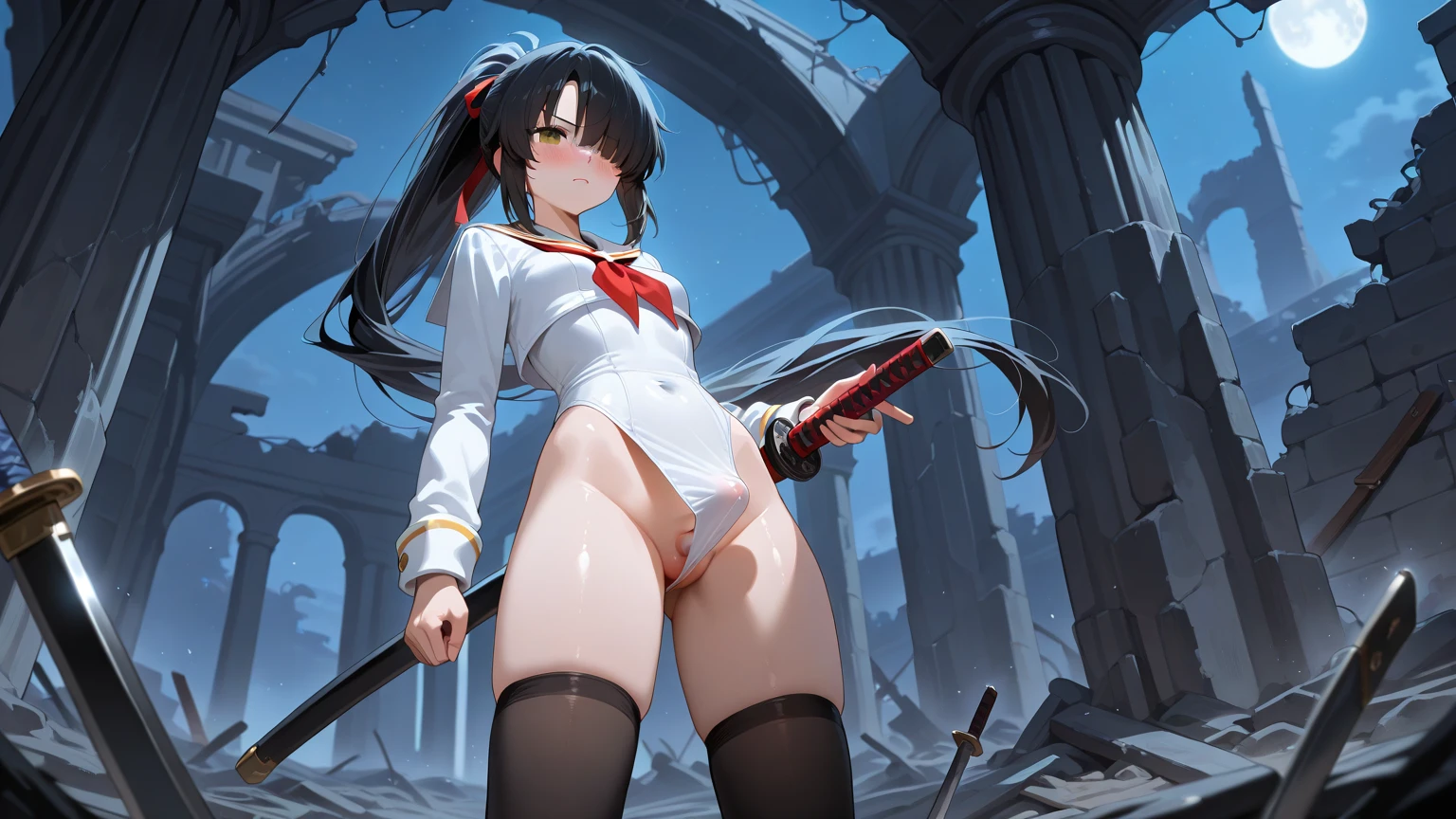 (((((((nsfw))))),nsfw, (spread pussy:1.3)masterpiece, Highest quality, Absurd, One Girl, alone, Mars, Very long hair, Parted bangs, Sailor Warrior Uniforms, Red Sailor Collar, Red Skirt, - Elbow hand pockets, On one knee、(((Sailor Warrior Uniformsが切り刻まれている)))、The skirt is chopped up、Not free、Tie your hands with a rope、There are many injuries、In flames、(((The one-sided attacks continue)))、