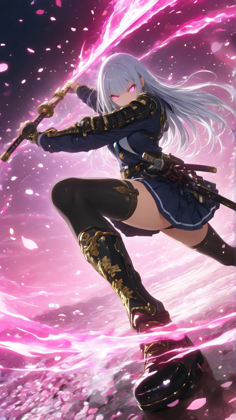 Side view, (Dynamic Angle), (Dynamic pose),((Looking into the distance)), Holding a sword, rage, Swinging a sword, Guard with legs spread,shout,
((Highest quality)), ((masterpiece)),(detailed),High resolution,Sharp focus,Perfect Face,{Best illustrations},
(Very detailed CG unity 8k wallpaper),(((Vibrant colors))),Official Art,dq3,one person's,short hair, shiny 肌,Very shiny skin,Shiny body,Plastic Glitter Skin,Exaggerated shiny skin,Glowing Skin,((detailedなボディ)),(detailedな顔)), cute,Obscene,erotic,bold,Camel Toe,Muscular,Brown Hair,blue eyes,Golden ring with blue jewels,Big Breasts,Cleavage,
Strapless,Blue clothes,Purple Cape,Knee socks,gloves,boots,belt,sheath,Elbow gloves, Leather boots, Leather belt,
(sand dunes, sand:1.2),pyramid,Dust,the wind is strong,sandstone,(oasis:1.2), Weathered stone pillars submerged in the oasis, Action Painting,