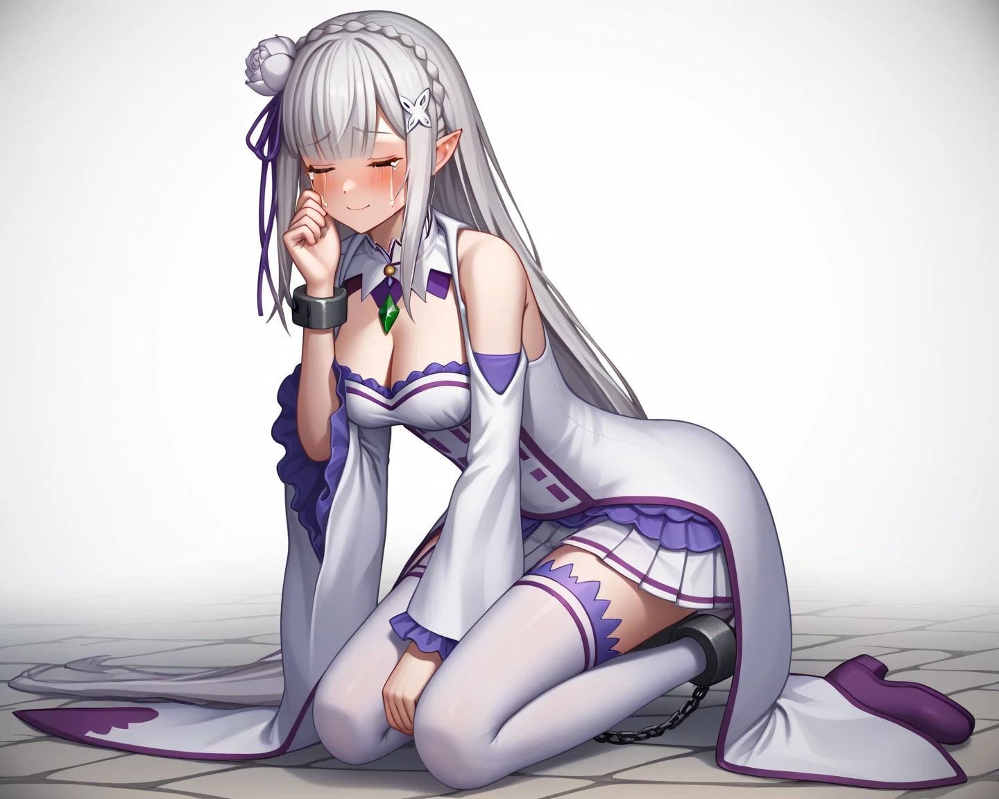 emilia-re:Zero,missionary, 1boy, penis, lying, vaginal, pov, spread legs, sex, nsfw
