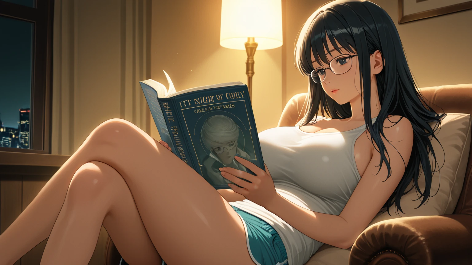 Sexy Librarian, 1girl, Naked, busty, spread legs, spread pussy, cum, trading card game
