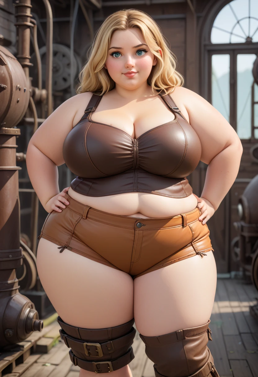 masterpiece, (photorealistic), (8k wallpaper) , (best quality), perfect quality, solo, (detailed eyes:0.9), Ermione, small smile, sexy, very beautiful face, curvy, cute face, chubby, fat rolls, belly rolls, soft, black ripped dress, torn dress, muffin top, navel, tight dress, love handles, thunder thighs