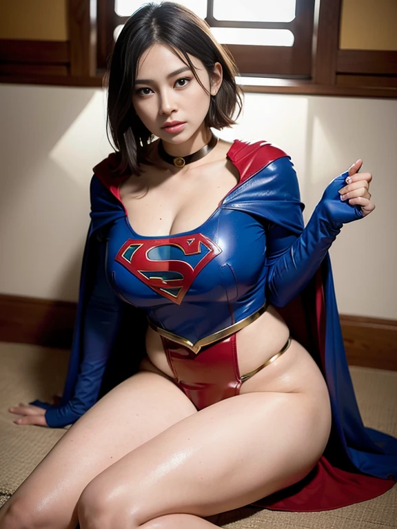 1 female, Overweight, Superhero Costumes, extremely fat, Chubby, Japanese, 4K, High resolution, masterpiece, highest quality, fine skin, sharp focus, (cinematic lighting)