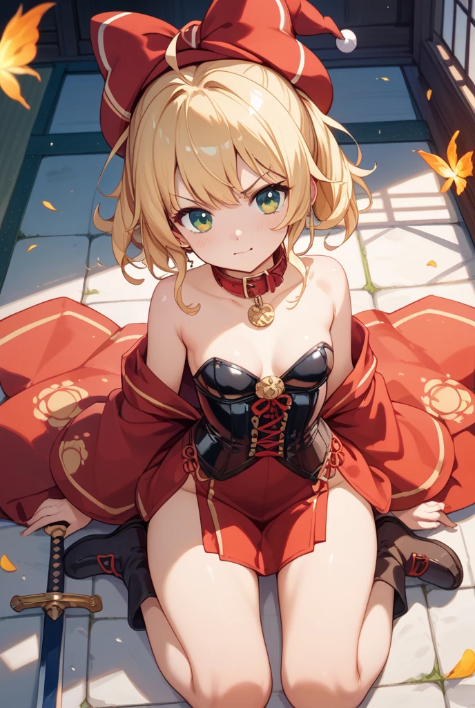 (masterpiece, best quality), 1girl, Emerald Low Braided Bun with Pearl Pins, Size E breasts, <lora:Demon Girl_V1.1:0.8> demon girl,