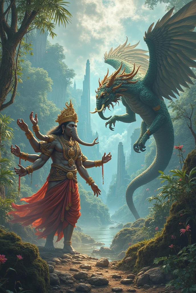 A 26-year-old Bangladeshi youth, wearing a lungi, holding a lit cigarette, is sitting on the dragon's back, the dragon is flying in the sky.