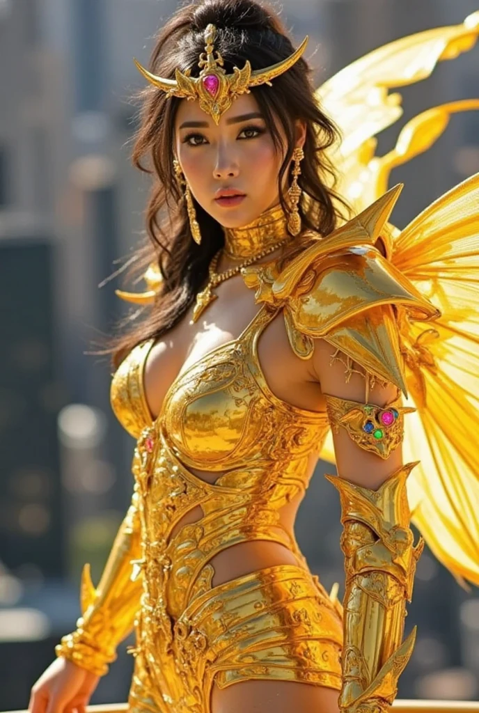 1girl in, 8K, Convoluted, Elegant, Highly detailed, An majestic, digital photo, art by artgerm and ruan jia and greg rutkowski surreal painting gold butterfly filigree, Broken glass, (masutepiece, side lights, finely detailed beautiful eye: 1.2), nffsw, full_Body, magic wands, water binder shiny latex