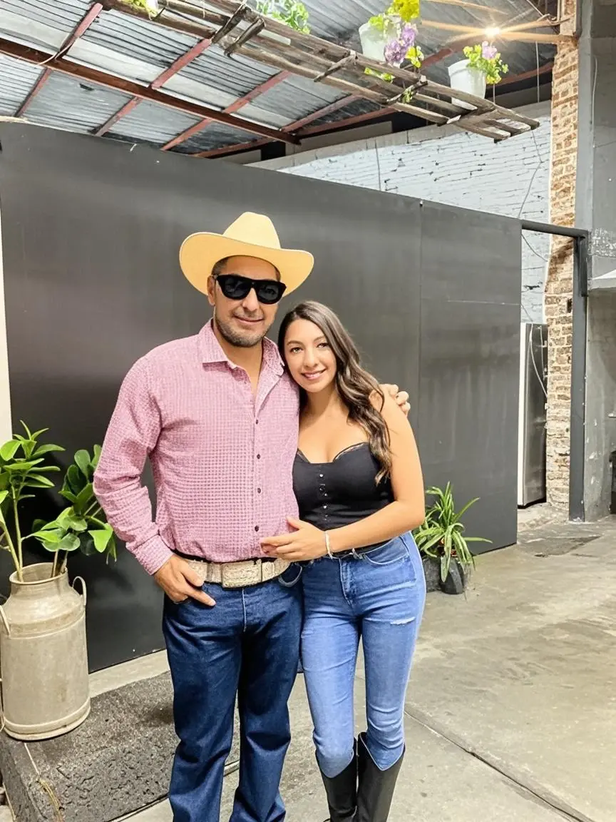 There is a man and a woman next to each other, profile image, powder Nándor Katona, tema cowboy, music Festival, profile image, Festival vibes, by Daniel Lieske, vacation photo, malika favre, Festival, cowboy shot, marischa becker, Andreia Rocha, carla ortiz, by Felipe Device, low quality photo, cowboy style