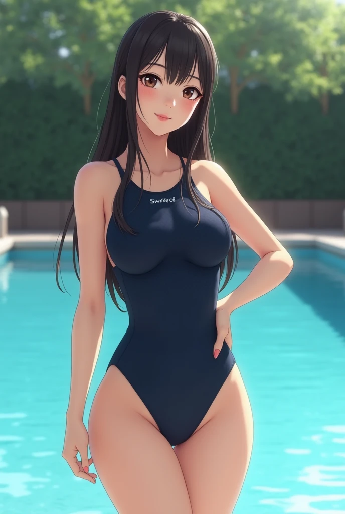School Swimsuit Beautiful Girl