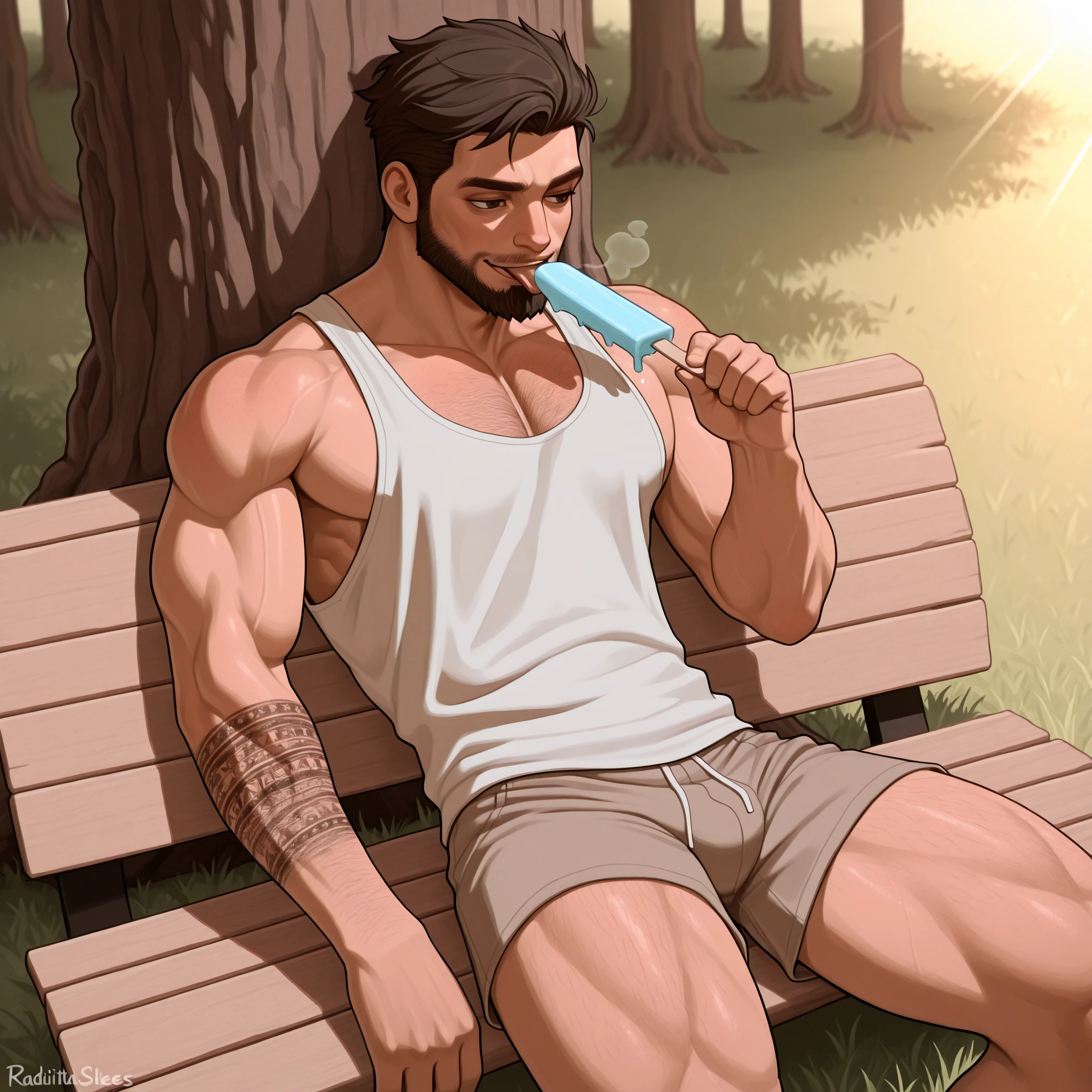 (masterpiece, best quality), Dark photograph, homoerotic, a shirtless average young man, redneck, smoking cigarette, sitting on concrete steps porch of small farmhouse, hazy, smokey, film, accurate proportionate, bare chest leg thigh knee calf foot barefoot, summer evening, nighttime, Photorealistic, hyperdetailed, life-like, sharp focus, ((detailed realistic skin, life-like detailed realistic face)),