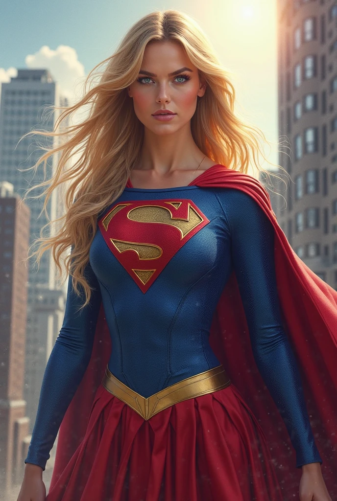 AN INCREDIBLY SEXY, CUTE AND SHY SUPERGIRL. ABSURD 8K DETIALS AND TEXTURES. MASTERPIECE.