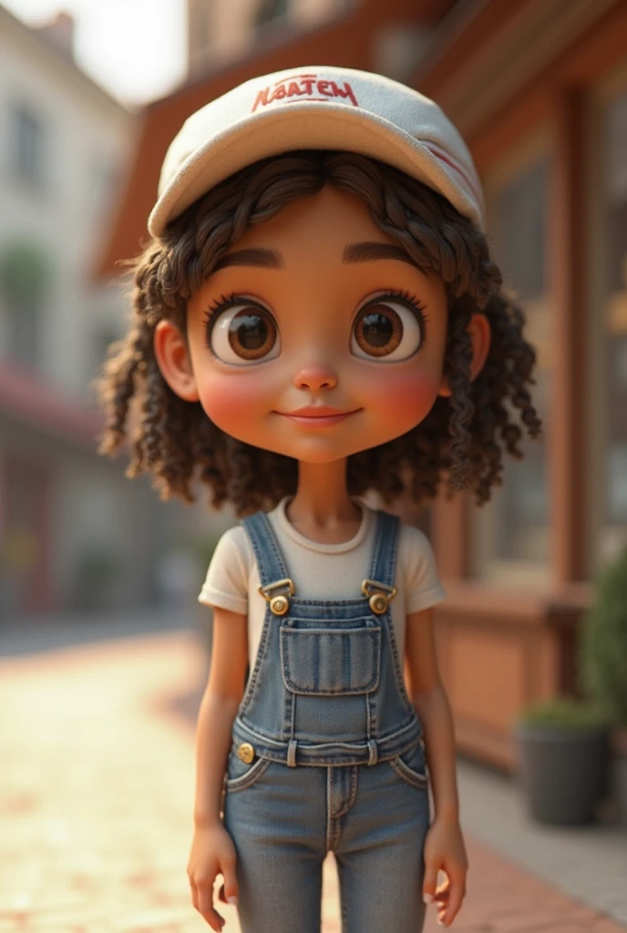 a little girl with pulando standing in front of a microphone, disney animation, brown skin like soil, cold studio lighting, evokes feelings of joy, beautiful artist rendering, as a pixar character, kawai, vestindo calça jeans, inspired by Sheila McClean, artist unknown, cherubic, by Charles Fremont Conner --auto --s2