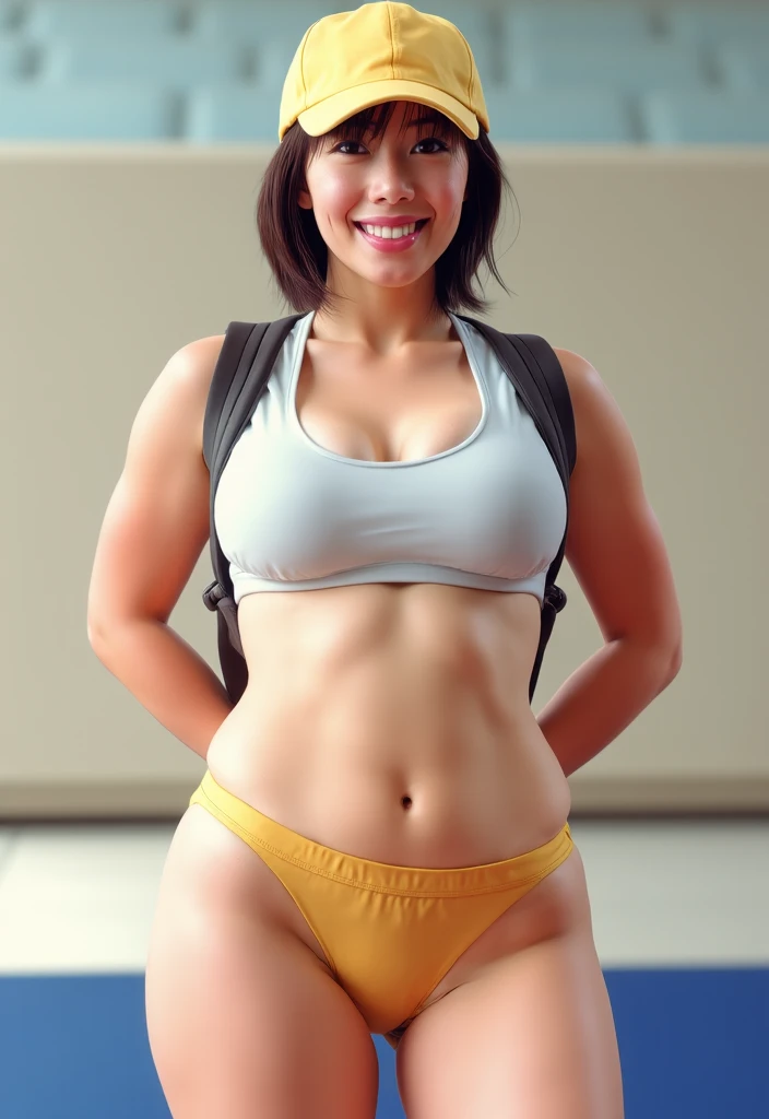 Alone, incredibly beautiful girl,  22 years old, cute, short hair, tank top, panties, big breasts, big butt, very sexy, petite body, sitting on the kitchen floor, holding a mug in her hand, depth of field, high resolution, ultra detail, fine detail, very detailed, very detailed eyes and face, sharp pupils, realistic pupils, sharp focus, movie lighting , random view