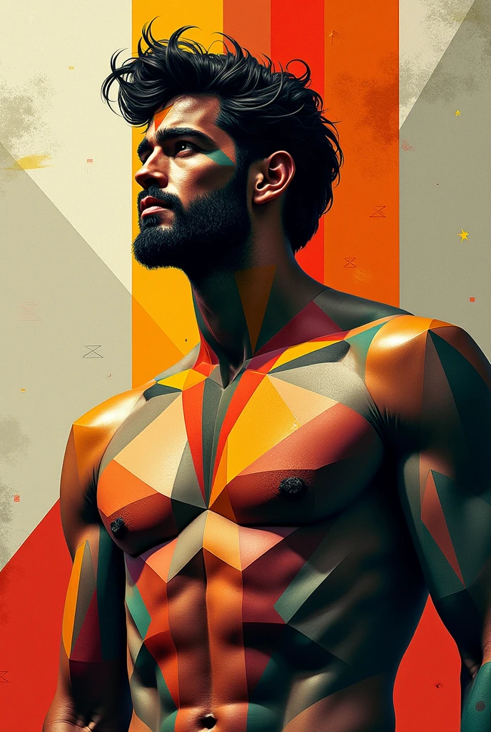 Sensual illustration of an Arav man in white underwear in chiaroscuro, sexy masculine, Diego Fazio, Male model, author：Ludovite Fura, Model with charming figure, inspired author：Lute Fula, Medium shot of a handsome guy, Model wearing flowing, Heavy oil paintings by Harumi Hironaka, extremely soft colors, energetic, Very detailed, Malcolm Lipke painting, Oil on canvas, High contrast, Dramatic, refined, tone, A heavy texture oil painting, Thick brushwork, dry brushing,Expose the bottom layer, abstract landscape, Moody's Lighting, Dramatic shadows, Soft earthy colors, energetic colors, Very detailed, masterpiece,