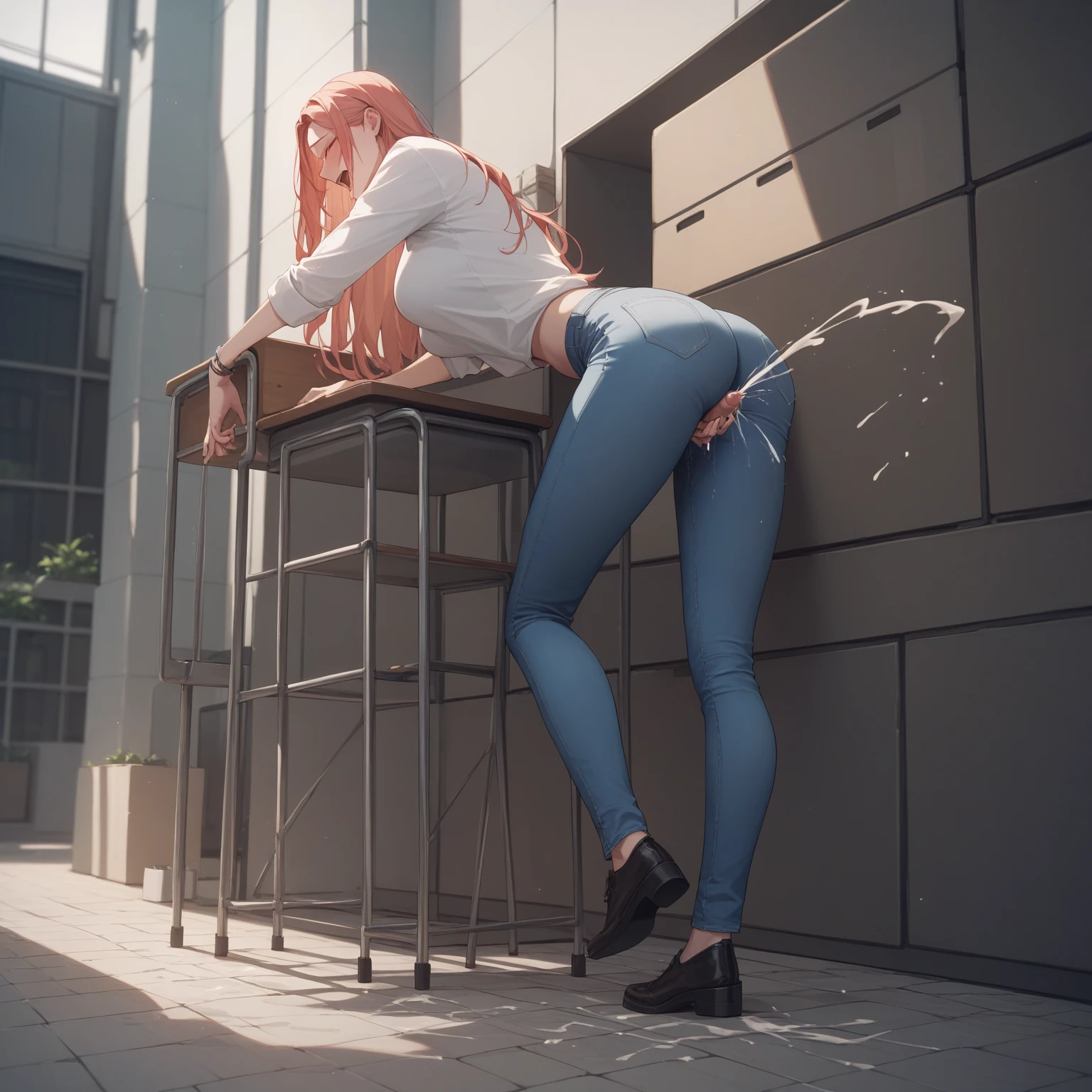 standing vagina,
creampie,
close up ,(((Liz Hellesta))),gameroomconcept,PC Desk,Sitting in a gaming chair,Preste,Game Controller,keyboard,((Looking at the smartphone in his hand)),vtuber,Game Now Streaming,White Delivery Room,Liz Hellesta髪1,((Dressed seriously)),(((Do not expose breasts))),lady bed,masterpiece, Highest quality, Beautiful and sexy, ((From below)), (1 female), 1 male,Liz Hell,(Straight gray straight hair,((Bangs)),((A Japanese girl with a beautiful face)),A detailed depiction of a beautiful female face,Excellent costume design, charm, (real chest), (8k Full Body RAW Photo), (Highly detailed skin: 1.2), ((Oily skin)), Captivating look, Highly detailed face, ((Grey Hair)),fine grain, ((Sweaty body)), Inside the room,1 Girl,Open your mouth,(((Open your eyes))),(((View here))),(((Open your eyes))),(((Open your eyes))),(((Wide pelvis))),(((Very muscular and thick thighs Veins,))),Thigh gap,(((Narrow waist))),(Realistic:1.0),Front view,1girl,lh1, ,White lace panties、(((Hairy pussy))),(((Black pubic hair))),Open Pussy,Open labia,((Big exposed clitoris)),Viscous love juice is dripping,Hair Ornament Net、Long Hair、Long sleeve、Pleated skirt、(Blue silk thigh-high socks)、((Armband))、Navy blue pleated mini skirt、((White jacket, cotton material))、(tight white shirt)、Navy Blue Skirt、(Metallic black thigh straps),(((Front view))),Focused on PC gaming,(((Close ~ eyes))),((Crying face)),(tears),Are crying,((Expressions of pain)),Frowning,,Saliva1,((Open your mouth)),Showing teeth,Constricted eyes1,