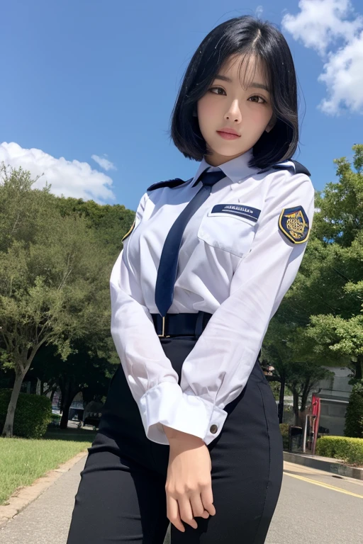 (photorealistic:1.4), best quality, masterpiece, ultra high res, 1girl, (detailed face:1.2), (detailed eyes:1.2), (detailed hair:1.2), (detailed clothes:1.2), 4k, (detailed color:1.2), Ultra detail texture, ulta detail, ultra hight, realistic, 16k, selena (/mobile legends bang-bang/), perfect body, bobs, full body, 1 woman, bokeh, detail eyes, detail face, White hair, scarf