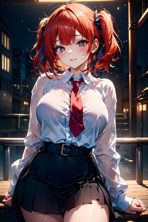 18yo 1girl, illustration:1.5, best quality, masterpiece, (colorful), best quality, red hair, red eyes, very long hair up, medium breasts, schoolgirl outfit,
digital illustration background