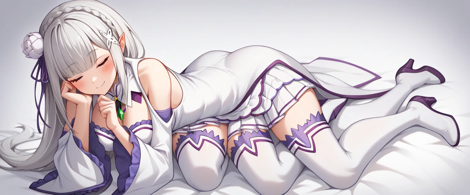 masterpiece, finely detailed beautiful eyes, 8K, high quality, realistic style,looking at viewer, high detail, soft lighting, view from above
<lora:sangonomiyaKokomi_v10:1> , ((NSFW)), (sangonomiya Kokomi), embarrassed,
puple eyes, pastel pink long Princess cut, blue gradient hair, blush, no shoes, show pussy,
puple thigh high socks, (show medium breast), (nipples), sweat, bedroom, lie in the bed, lying on side,
beautiful hand, beautiful fingers, beautiful feel,