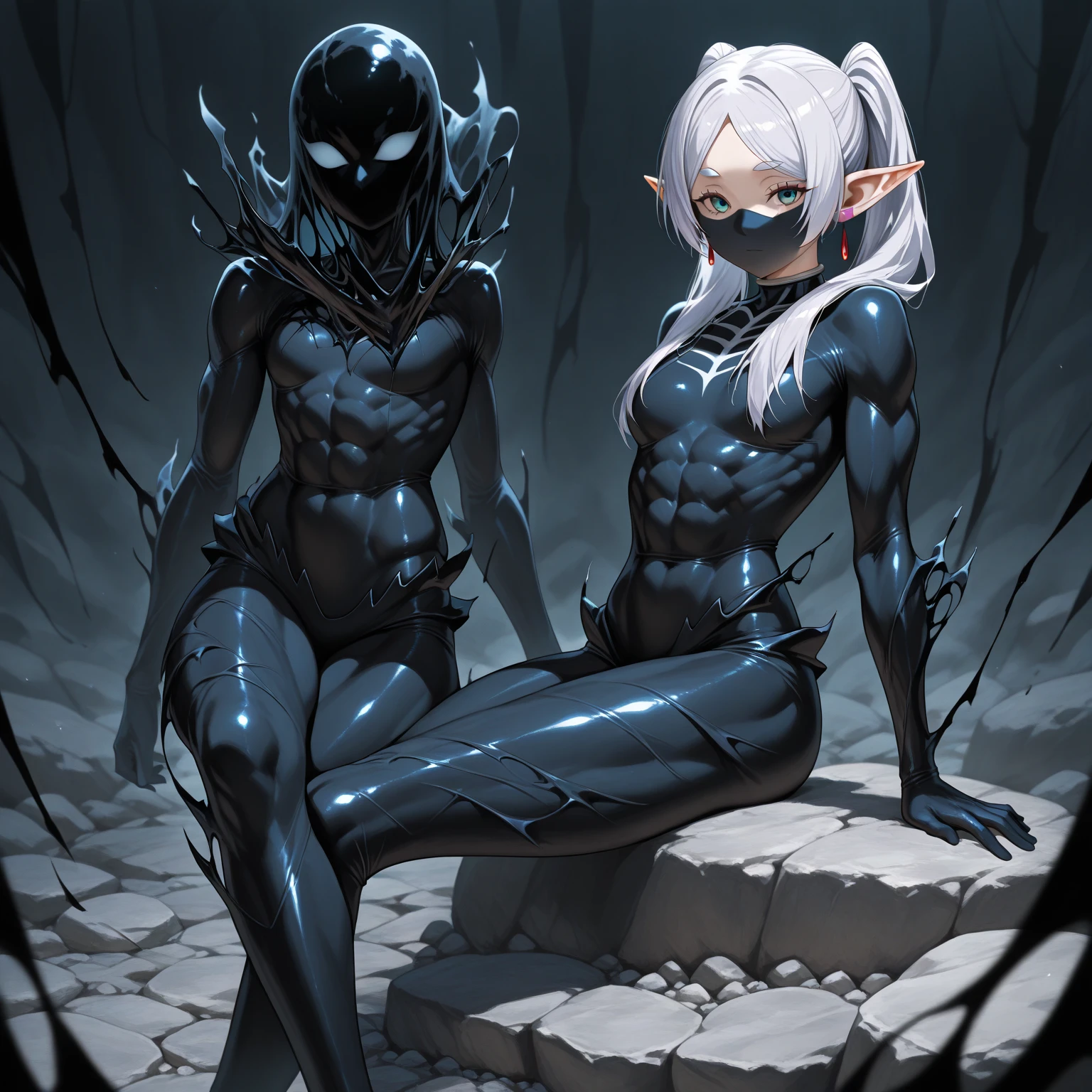 Physicist: Slender and agile, with fast and precise movements.
badass clothing: Dressed in dark, form-fitting clothing that allows for stealth, with silver accents that reflect its deadly efficiency.
faces: Pale, angular face, dull black eyes, that seem to absorb light.
Symbol: Bhaal&#39;s mark tattooed on the back of the hand, visible only during your runs.