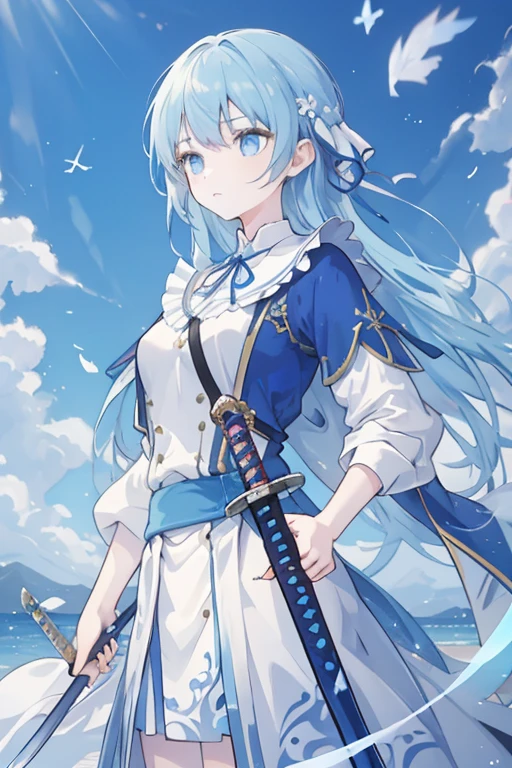 (An extremely delicate and beautiful),(Best quality, ultra-detailed CG unity 8k wallpaper), floating, high resolution,
[((Boy:1.3)|(Girl)), blue hair, white cloak, staring, desert, sand dunes, dusk, wide shot)]:0.8