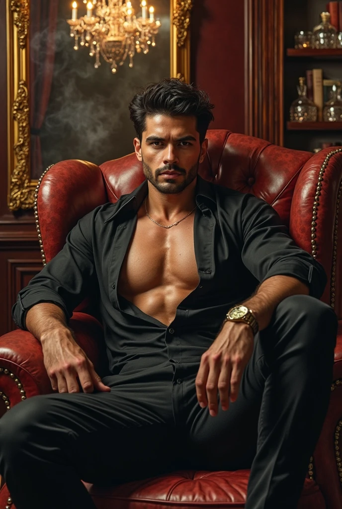 (man) (sitting in a golden chair), handsome muscular young boy, teenager, mischievous smile, spread his legs, wear men's bikini swimsuit, Hamdan bin Mohammed AI maktoum, Crown Prince of Dubai, (high detail: 1 1), natural skin, high quality, beautiful eyes, (detailed face and eyes), (face : 1 2), Noise, Real Photo, PSD, Sharp Focus, High Resolution 8K, Real and Professional Photography, 8K UHD, Soft Lighting, High Quality, Film Grain, Fujifilm XT3