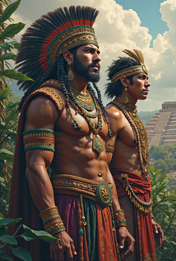 make three characters The Indian Iracema, with black hair and clothes of the Brazilian indigenous people, the Portuguese Martin, offwhite, with European soldier armor and blond hair, the Irapuã indigenous warrior, with black hair and clothes of Brazilian indigenous warriors