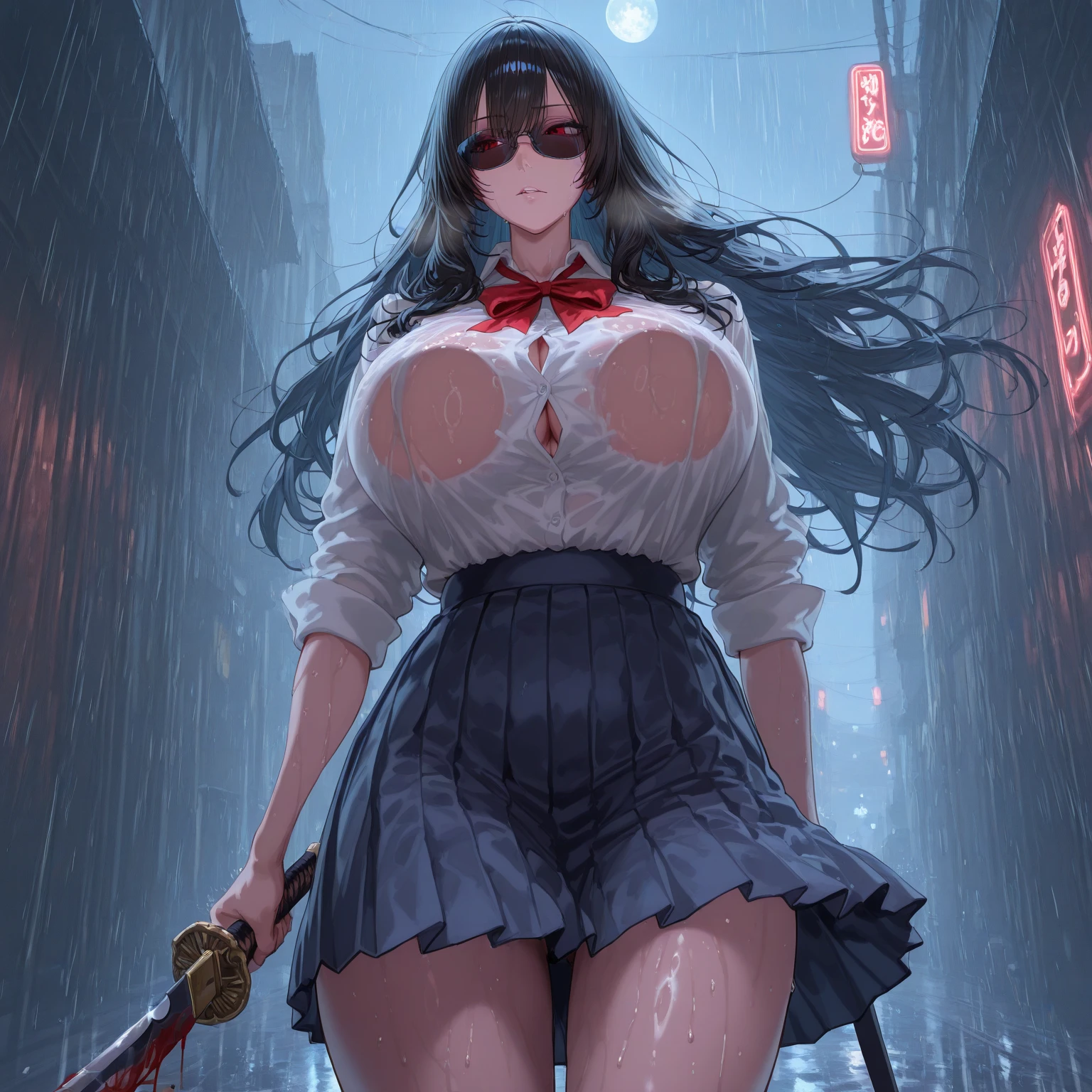 (8k, RAW Photos, Highest quality, masterpiece: 1.2), A woman in a devil costume poses for a photo, Photorealistic perfect body、SFW, Big Breasts、solo、putting finger to mouth