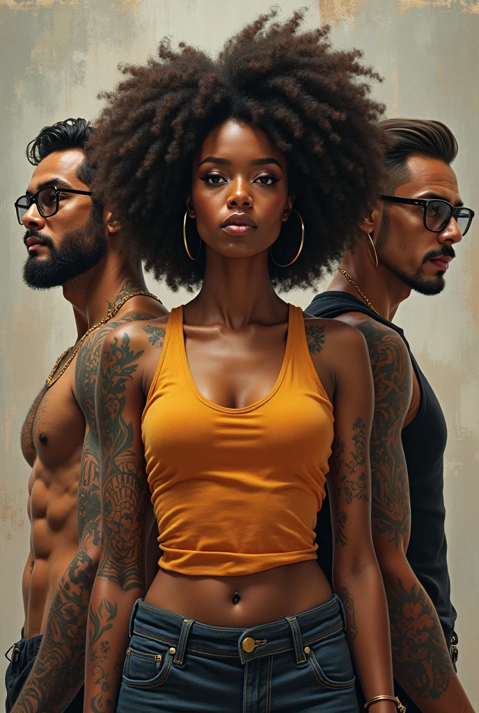 Chat GPT make a picture of a light black man 1,87 tall, 19yearsold, medium curly hair, thin and a brown woman aged 1,63, without much chest, medium size body, big-ass, medium wavy hair on his side
