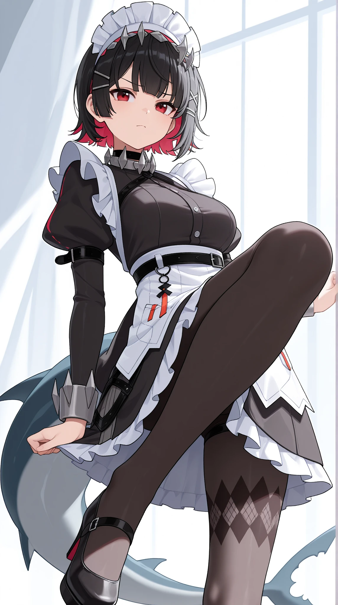 score_9, score_8_up, score_7_up, source_anime, 1boy, solo, french maid, maid outfit, bulge, femboy, astolfo, fate, short hair, small erection bulge, indoors, fancy, mansion, baroque, bookshelf, front view, shota, teen, young, very young, presenting, dim light, dim lit, ((shota)), (view from front), grinning, feminine, girly hips, slender waist, long ponytail,