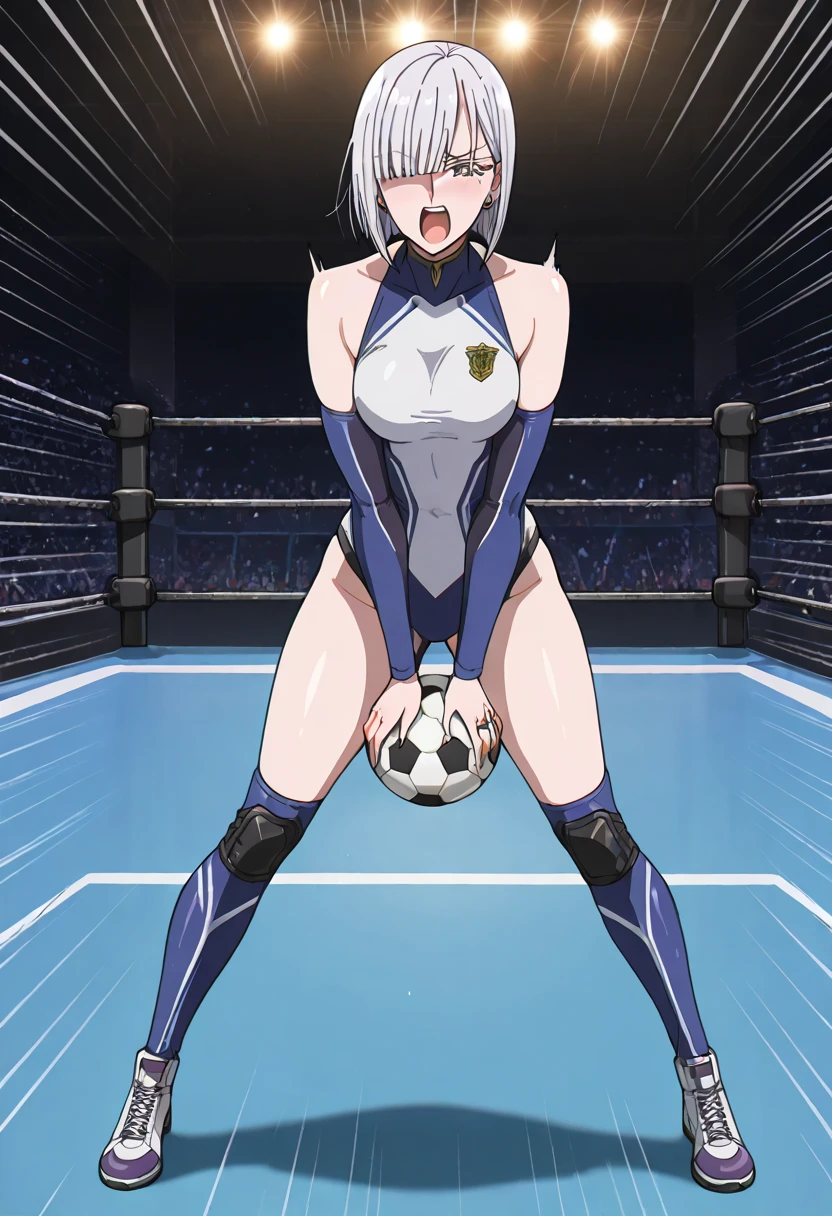 Masterpiece、Highest quality、Full Compressionism、Photorealistic、女子wrestling、Dynamic Pose、leotard、Dazzling Light、wrestling、An enthusiastic crowd watches、Two futanari women in sheer latex wrestling outfits posing for a photo、Sex Battle、Orgasm Face。Slender Big Tits、Naughty orgasm、