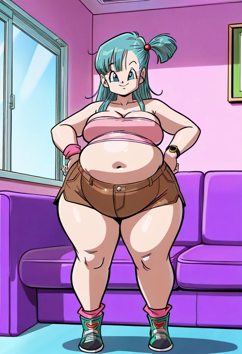 (masterpiece, top quality, best quality, beautiful and aesthetic:1.2),  jasminka antonenko, 1girl, solo, plump, closed eyes, long hair, pink hair, braid, twin braids, hair bow, smile, bow, flat torso,witch, luna nova,boots, full body, nude body, naked, shy, standing, pussy, ass, anus, 