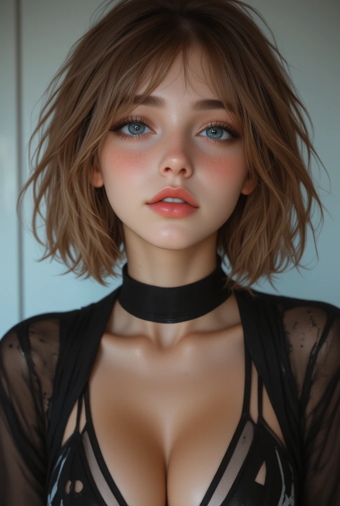a closeup portrait of a playful maid...