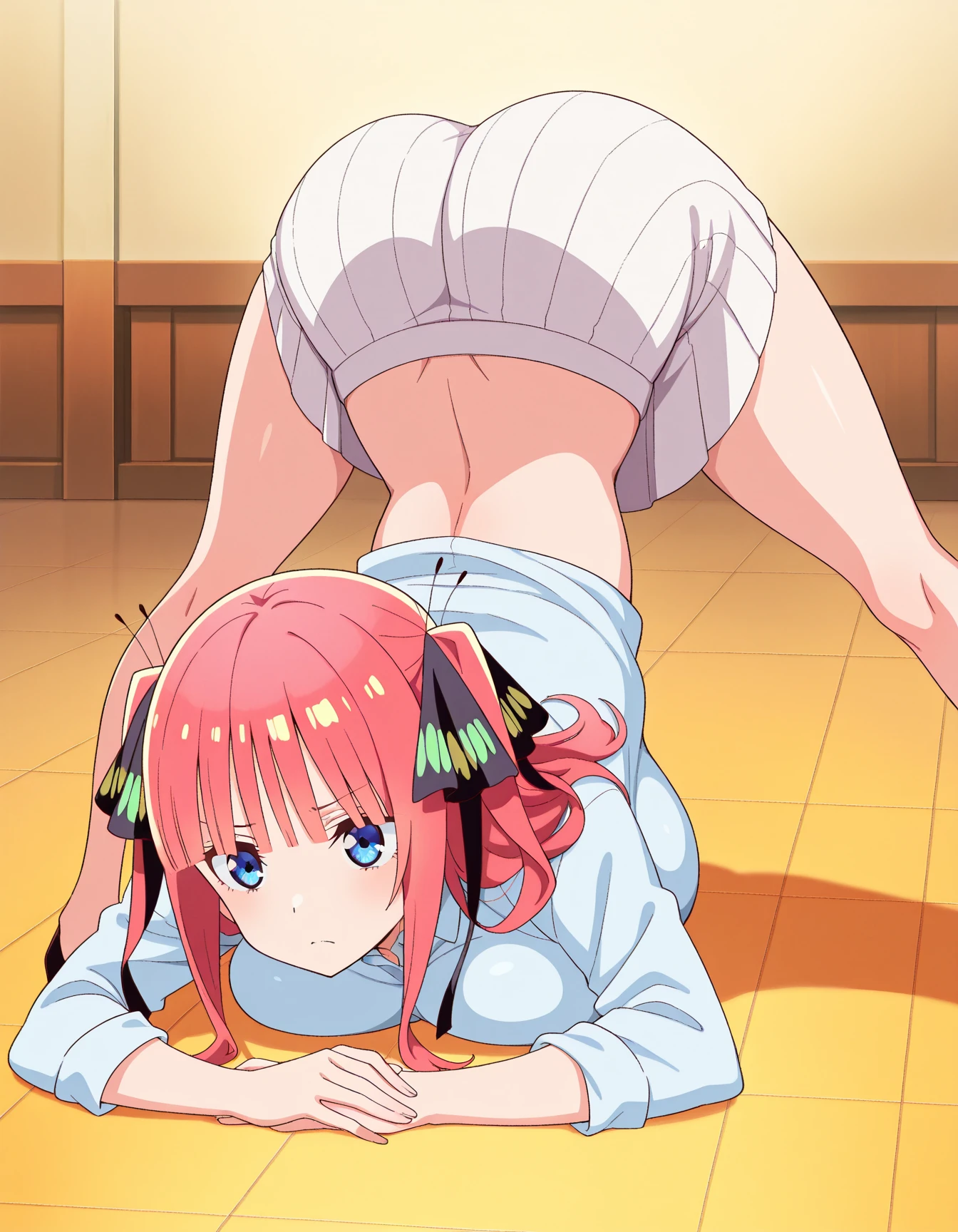 Your two freakishly conjoined headed wife conjoined to your clearly younger on a single naked and massively endowed body. She’s on her hands and knees with her huge ass facing towards you waiting for you to have sex with her sopping wet pussy. Your wife’s head looks excited to finally get to have sex again. Your daughter’s face is horrified as she sees the size of your cock and realizes you’re about to fuck her and her conjoined mommy from behind.