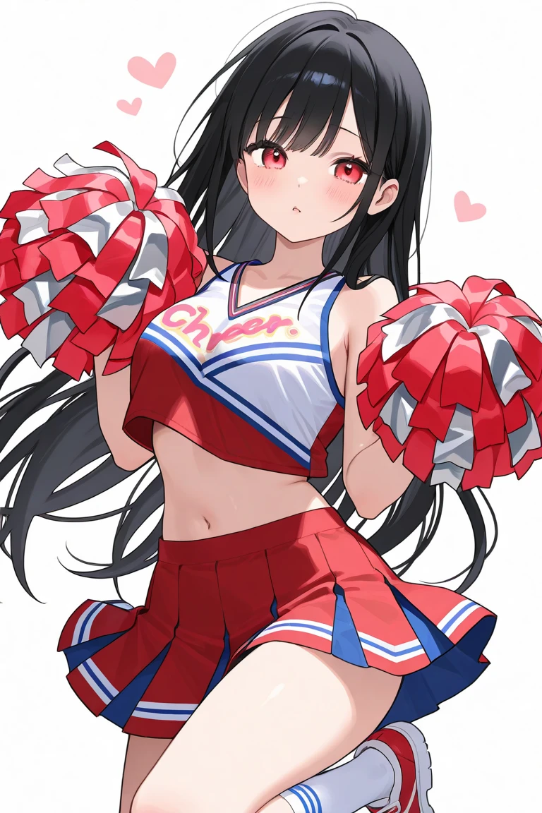 masterpiece, 1girl, cheer leader, sexy,sensual,defined abdomen, pussy, vulva, no panties,skirt, red clothes BREAK perfect face,expressive eyes,happy, exausted,sweat