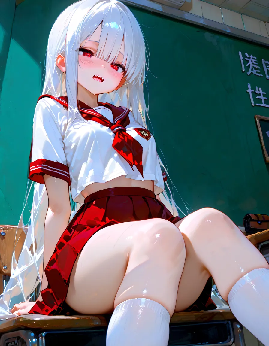 master piece,best quality,8k,
BREAK 1girl,(ultra detailed white skin:1.8),(shiny skin:1.2),(ultra detailed silver hair:1.3),(ultra detailed red eyes:1.3),
BREAK (albino:1.15),(bishojo),(cute),
BREAK (straight hair:1.2),(long hair),hair between eyes,french braid,(small breast:1.6),(blush:1.2),(sulking:1.2),
BREAK (white cardigan:1.3),(black bowtie:1.3),(black check skirt:1.4),(black thighhighs:1.5),(black loafers:1.3),(school bag:1.4),
BREAK (squatting),(knees together feet apart:1.3),(hand on own hair:1.3),(hunched back),(wet body:1.3),(wet hair:1.4),(full body shot:1.2),(from side),
BREAK (park),(gazebo:1.4),(rain:1.4),(puddle:1.2),(wet day:1.2),