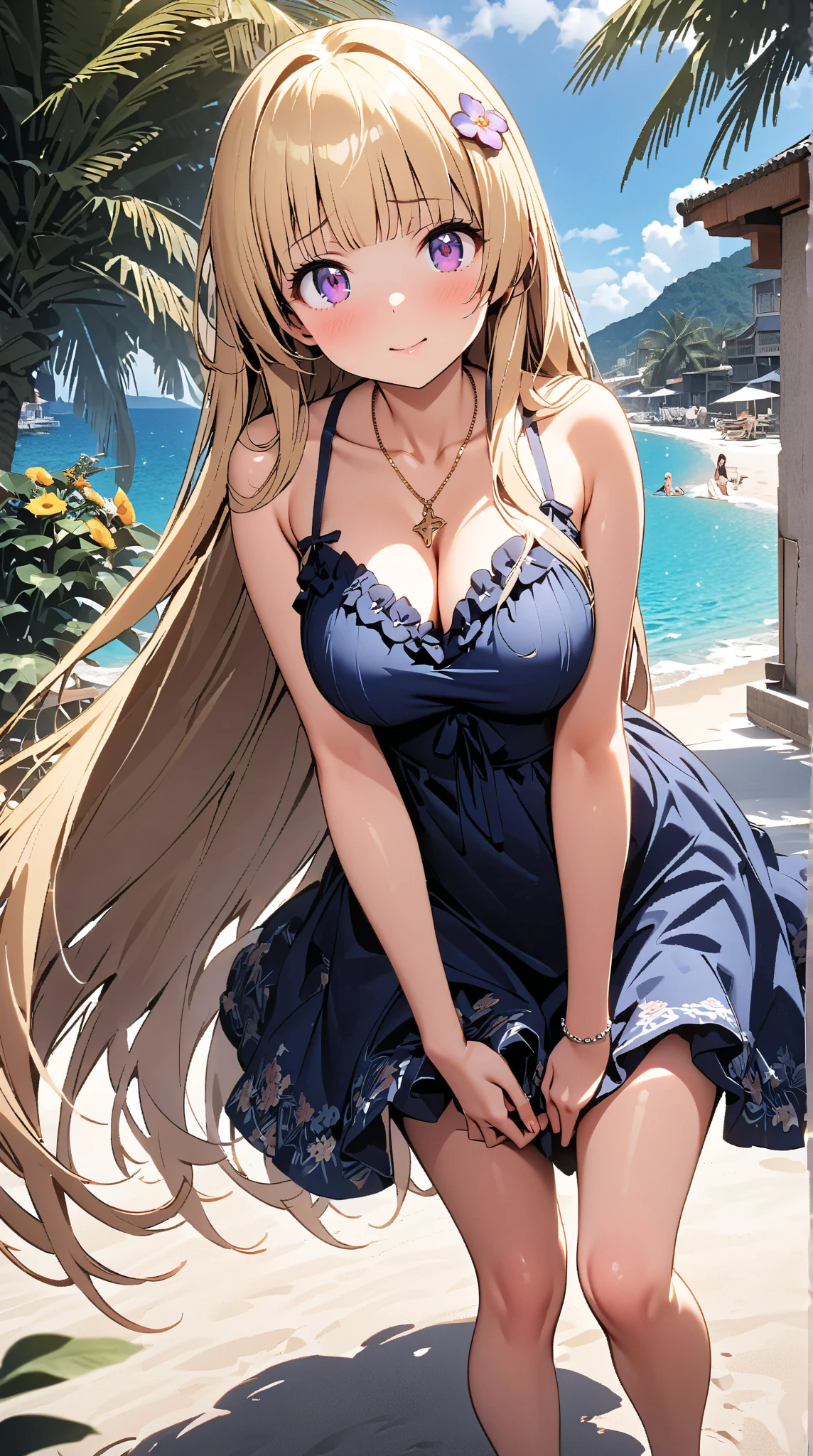 [Sure! Here's another character prompt:]

[This character is a young woman/girl, appearing to be in her late teens. She possesses an air of innocence and youthfulness, with a gentle demeanor that radiates warmth and kindness. Her hair is a soft shade of golden blonde, flowing in loose curls that frame her face in a halo of sunshine. Her eyes are a serene shade of blue, reminiscent of a tranquil ocean on a clear day.

She is dressed in a whimsical and ethereal ensemble, reminiscent of a fairy tale princess. A flowing pastel-colored dress adorns her figure, adorned with delicate floral embroidery that adds a touch of elegance. She wears a dainty crown of flowers in her hair, further enhancing her enchanting appearance.

Her posture is graceful and poised, with a serene smile gracing her lips. There's a sense of innocence and wonder in her gaze, as if she's perpetually seeing the world through the eyes of a dreamer.

The overall image captures her ethereal beauty and youthful charm, with every detail lovingly rendered in exquisite detail. Presented in high-resolution 8k quality, the image is a perfect portrayal of this enchanting character, inviting viewers to be captivated by her presence.]