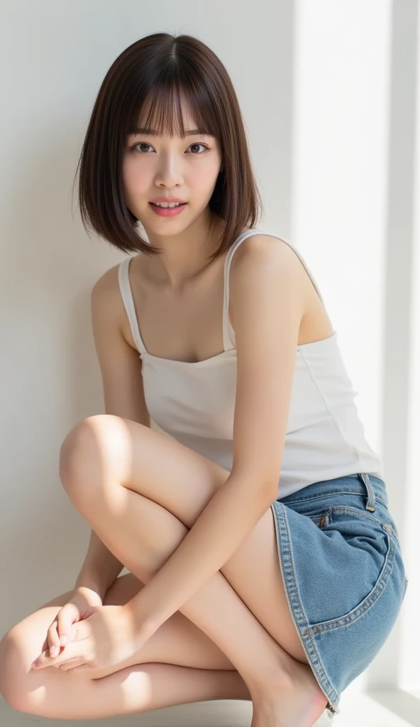 NSFW、masterpiece、Highest quality、Awareness-raising、Ultra-detailed、High resolution、Absurd、One Girl、very cute、smile、short hair、Panties Off、Open big chest、Upturned nipples、Spread your legs wide、Angle from below、Squatting to show off her butt、internal、shoulders are cut off,I love my viewers、Heart background、looking at the camera、Love love、Optics, Spread your legs, Thigh focus, [Full Body Shot], Shooting from below、A beautiful crack、naked、