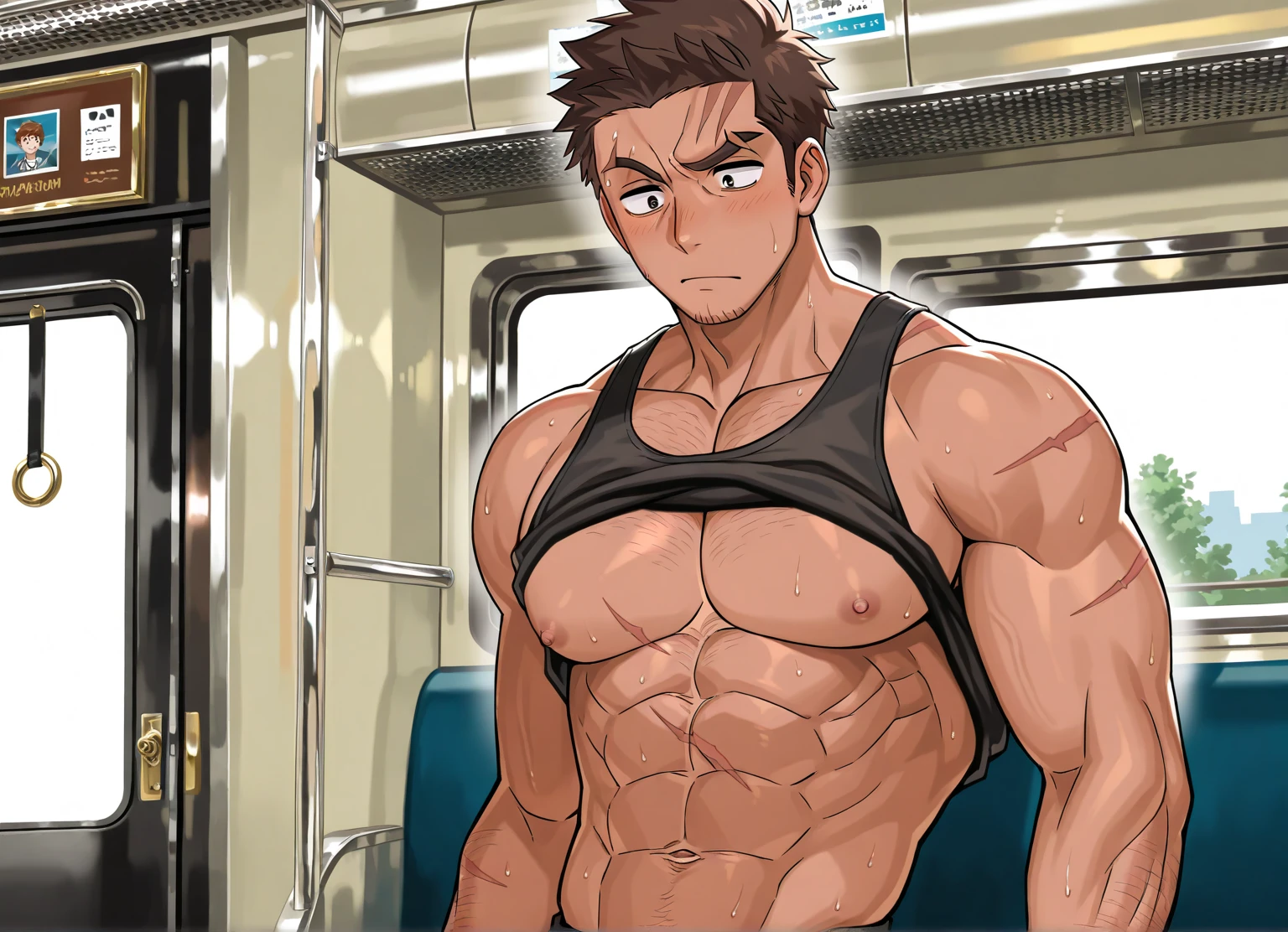 (masterpiece, best quality),male people,nakeness,A young boy with,children's,(???'s face),spread their legs,Pink belly hair,Pink chest hair,Pink pubic hair,Young age,Flat chin,Fine face in detail,White men's briefs,musculous,pink short hair,Bright Hair,White eyes,Keep your eyes wide open,nakeness,White briefs,White briefs,Pectoralis abdominal muscles,Strong and well-developed muscles,Packed in buses,Bright and vivid colors,(depth of fields:1.2),Positive audience,looking at viewert,spread their legs,the night