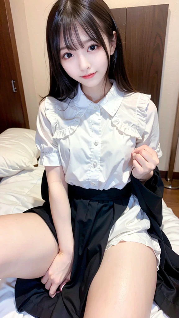 Beautiful women，that ?????，Temple skirt with bag，Lying on the bed