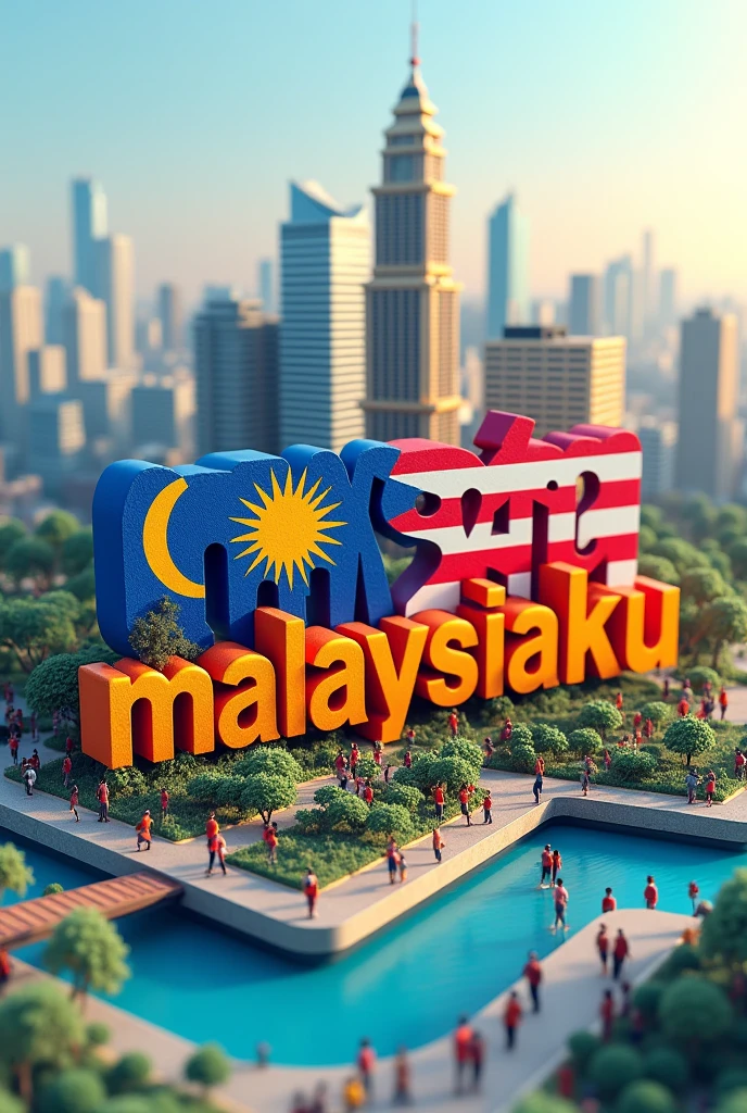 Merdeka post with Malaysia flag , klcc , trees and 1 merdeka text