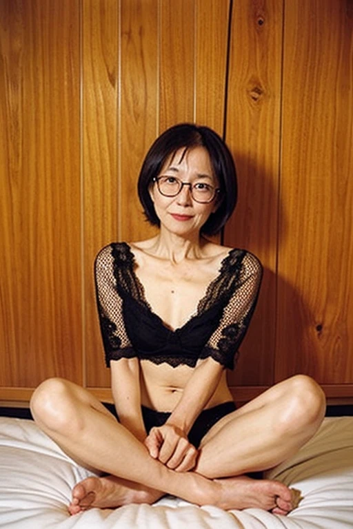 ((beste-Qualit、8K、​masterpiece、portlate:1.3)),   (ambient lights:1.5),  (Bounce Lighting:1.8) ,Hphotorealistic, foco nítido, hightquality, HDTV, 独奏, japanes, Middle-aged woman, Beautie, live alone、Living in poverty、Lower grade、My head is funny、Scruffy life、Clothes that show cleavage, hugetits, 48yo, Fat and flabby body:1.2, gigantic-breast:1.5, fat and flabby belly:1.5,  Scruffy body、hair wavy, Wrinkles at the corners of the eyes, ((show me panties :1.5)),  (Cluttered background, Messy room: 1.5)、Female clothing is messy and cluttered、(Old apartment complex in Japan:1.3), Old apartment in Japan, Tengu mask on the wall、Large totem pole、Kokeshi、Electric massager、Toilets、dark ambiance, absurderes、Laugh、Lying on your back with your legs spread while looking at you in the center of the screen、Lower grade、Female body odor、poverty、Vile