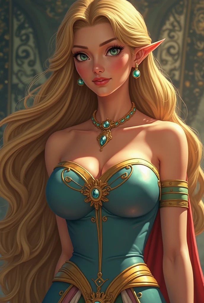 Woman with two naked tits, blonde hair, Princess, fuck with the princess, mario